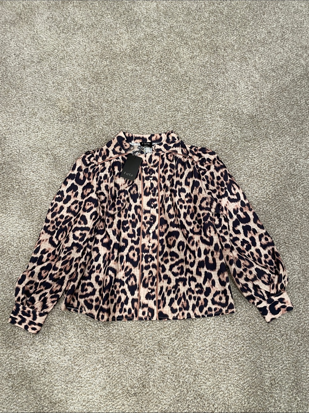 Fate Girls Leopard Print Button-Up Blouse - Pink & Black